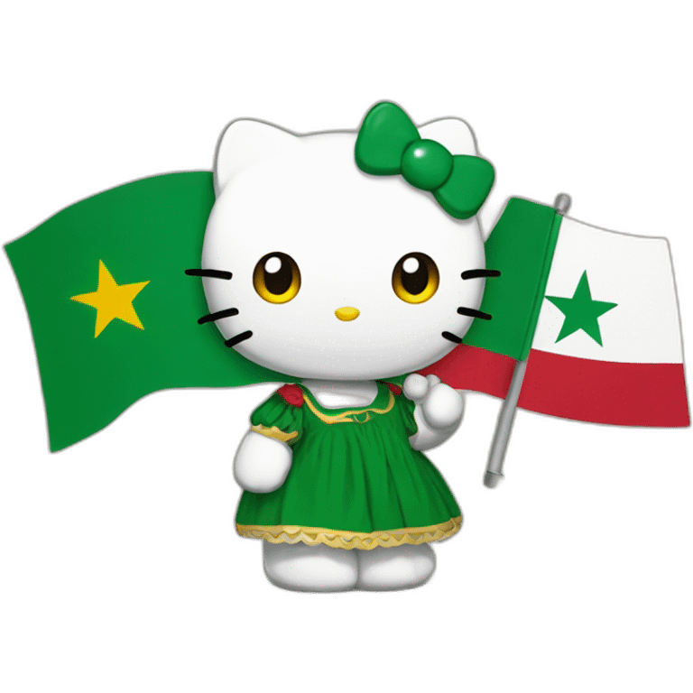 Hello kitty with an Algerian flag emoji