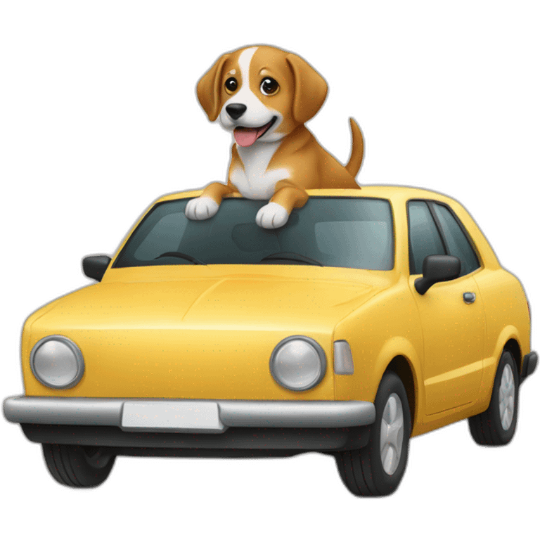 Chien sur une voiture emoji