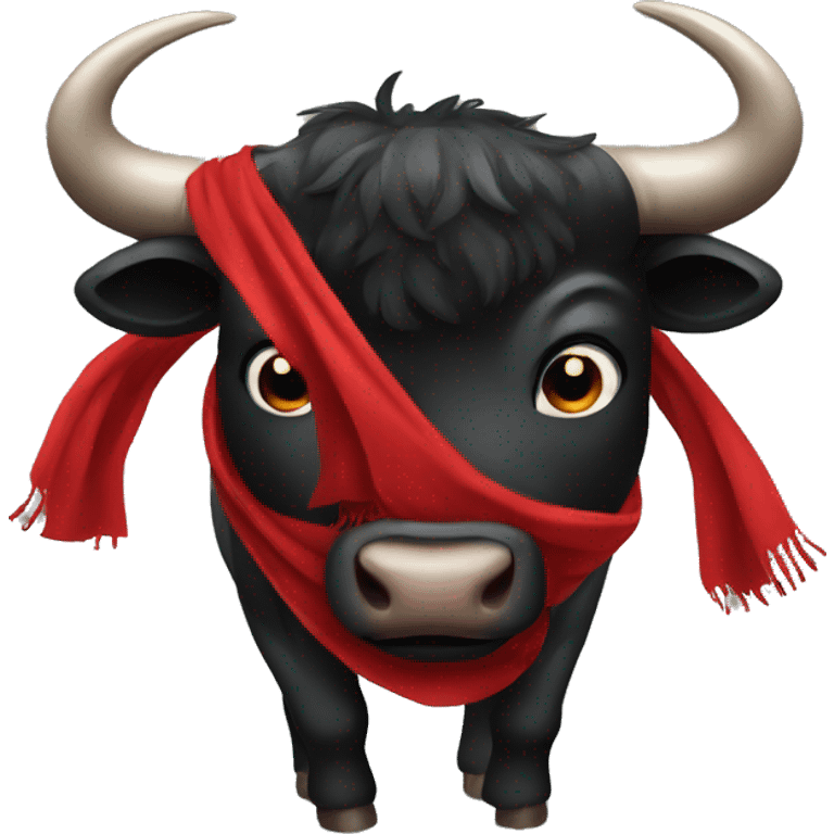 Black bull using red scarf feeling angry emoji