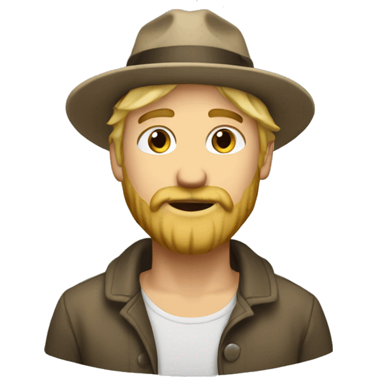 blonde man with beard + hat emoji