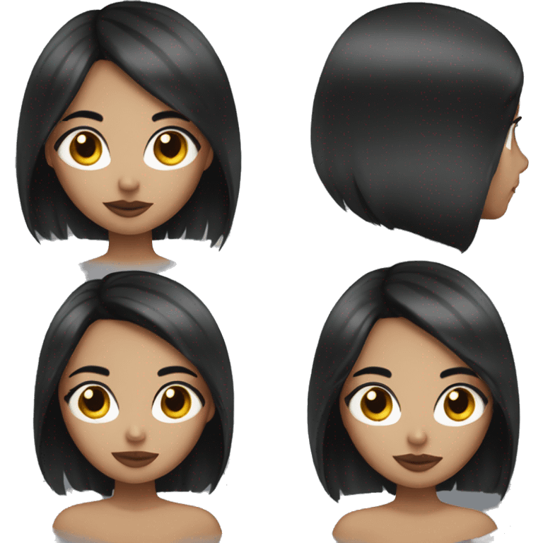 A white black haired girl with straight hair and make up emoji