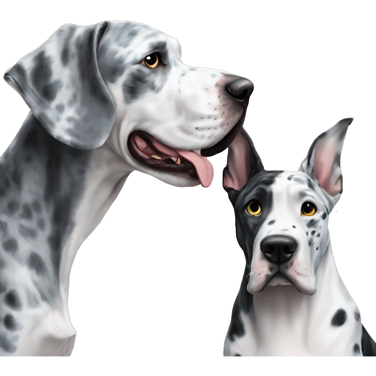 Blue Merle Great Dane next to black cat emoji