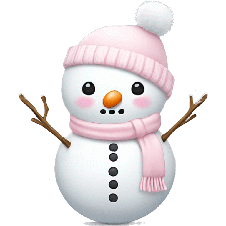 Cute white and light pink snowman emoji