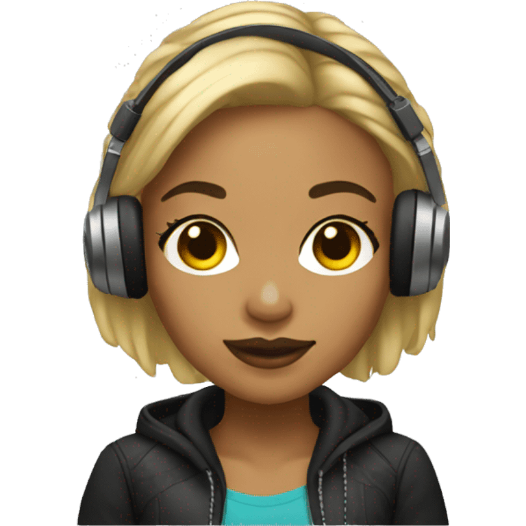 female light skin black Dj emoji