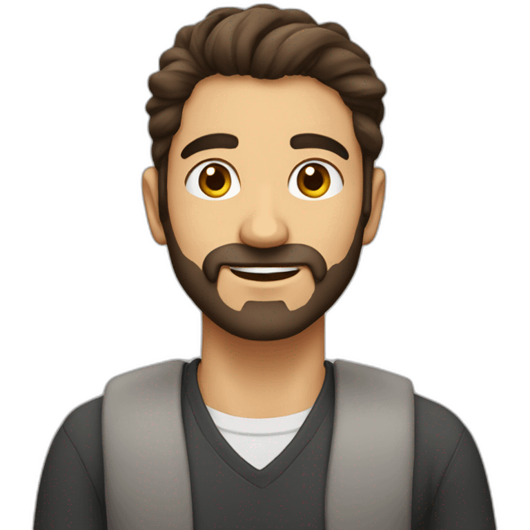 Turkish dude with stubble beard and long brown hair emoji