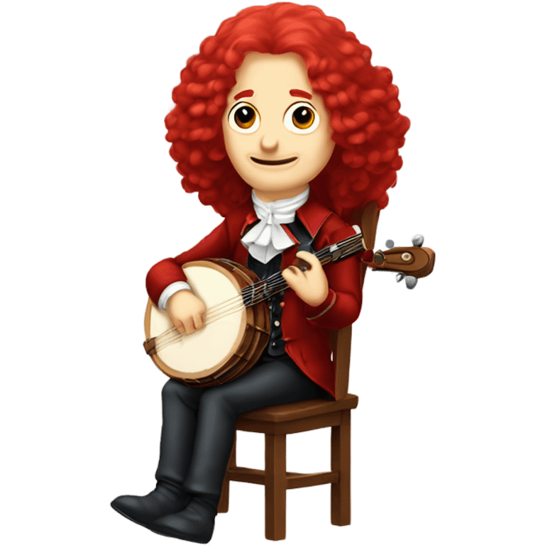 Antonio Vivaldi composer Red wig old chibi sitting chair banjo emoji