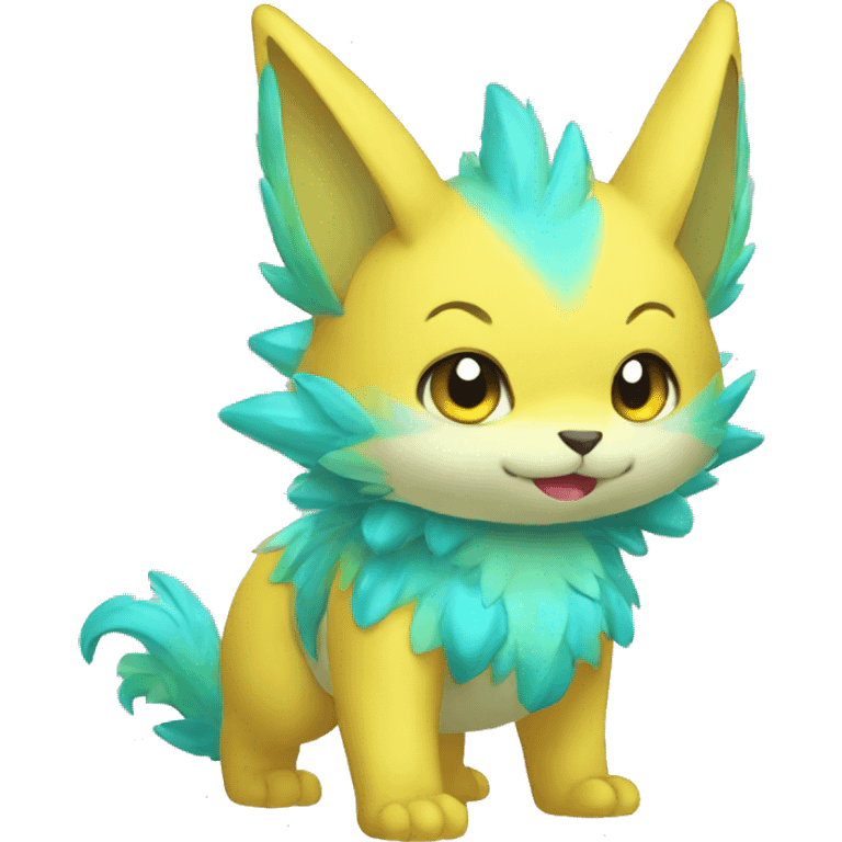 Cute cool shiny colorful animal hybrid Fakemon full body emoji