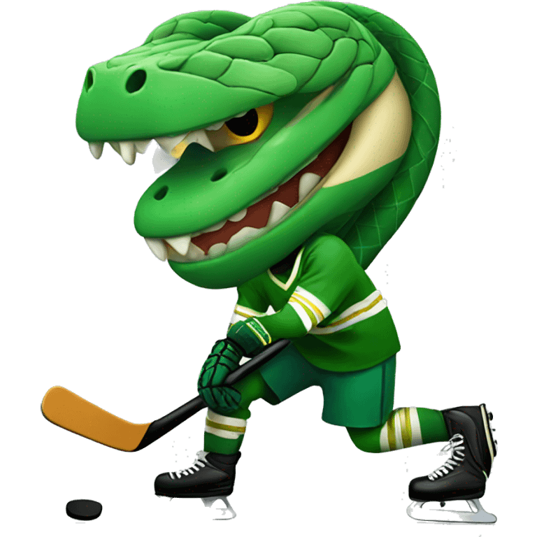 Snake playing hockey  emoji