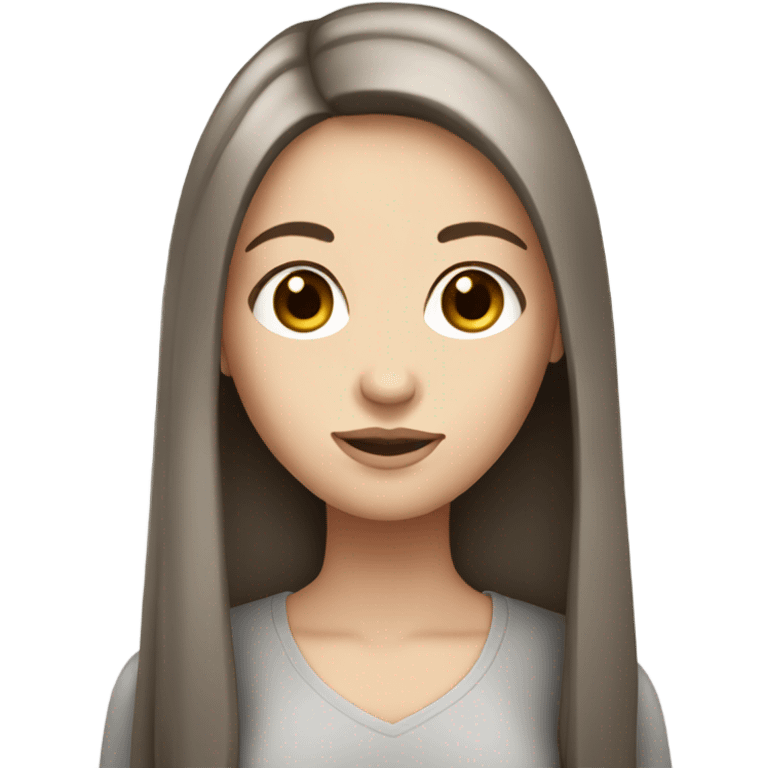 White girl with Grey eyes and long brown straight hair emoji