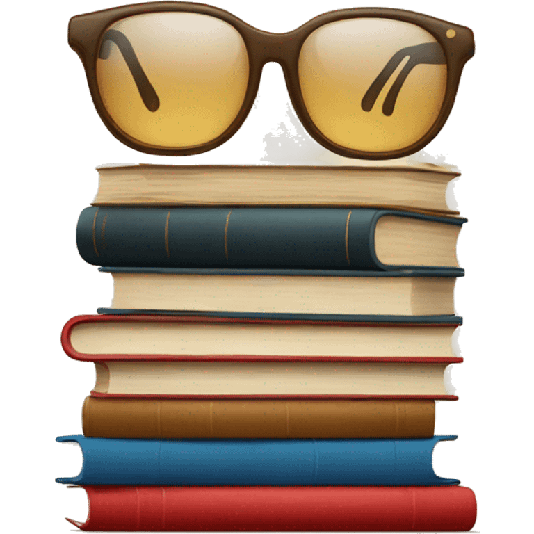 glasses on top of a stack of books beige emoji