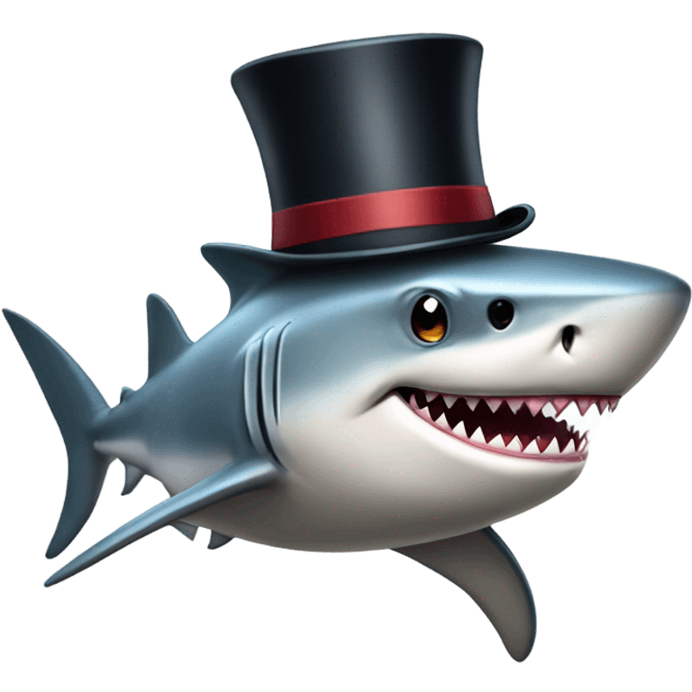 Shark with a top hat emoji