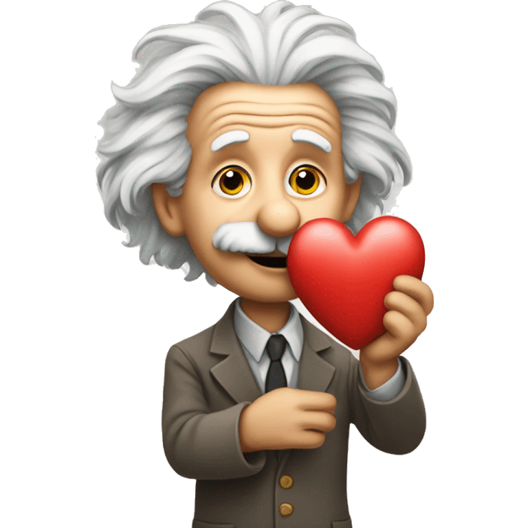 albert einstein holds heart in one hand emoji