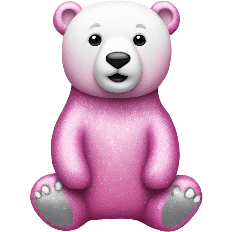 Pink full body polar bear with glitter  emoji