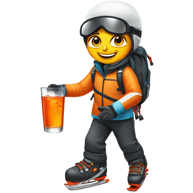 Skiing drinking Aperol spritz emoji