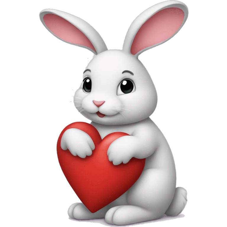 A bunny holding a heart emoji