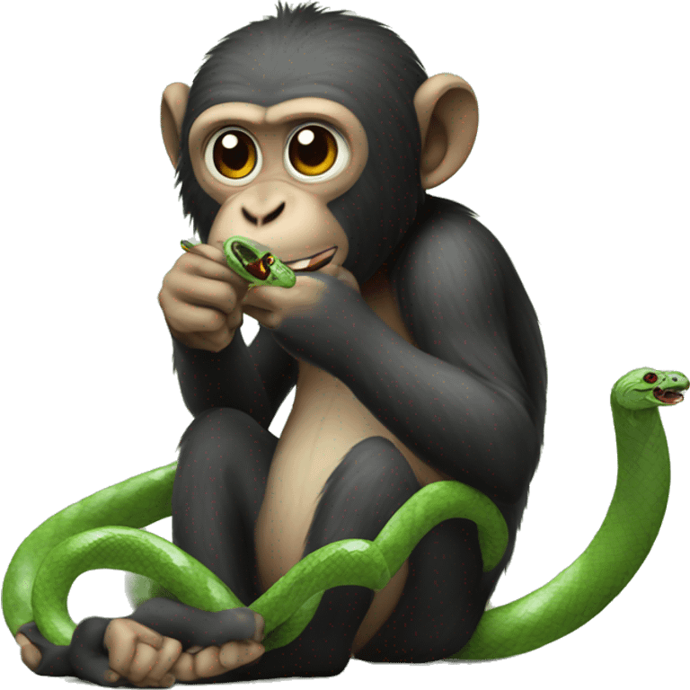 monkey eating snake emoji