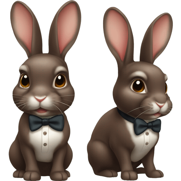 Chocolate, brown, mini Rex rabbit as a cute distinguished gentleman emoji