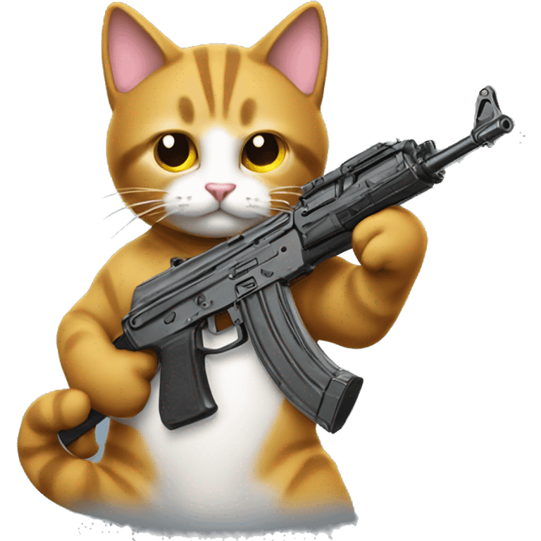 a cat holdung an AK-47 emoji