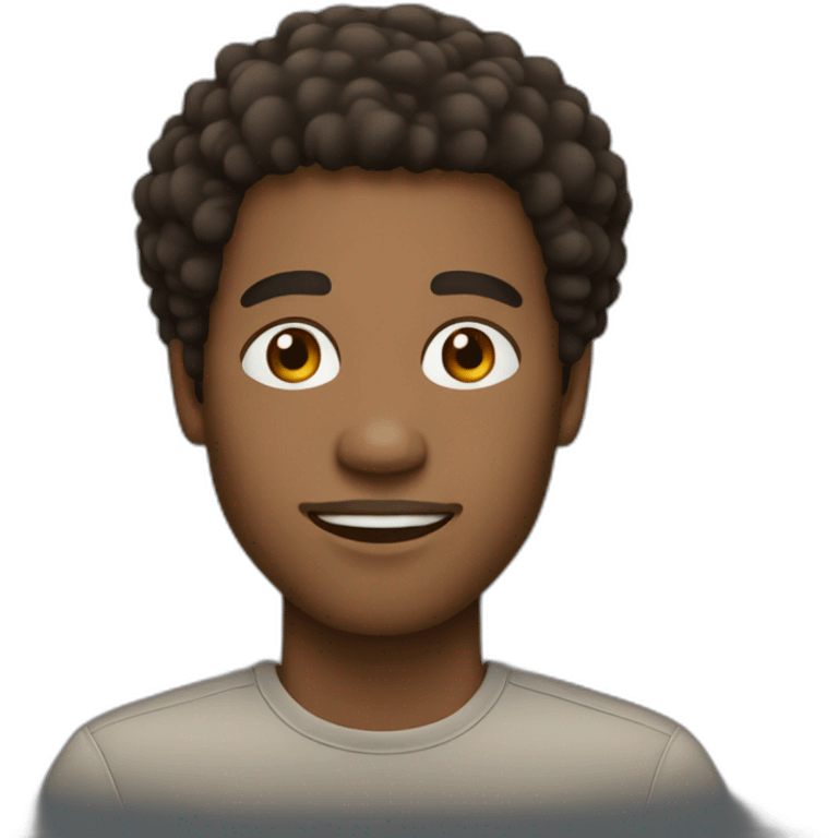 man with mid dark skintone and afro hair emoji