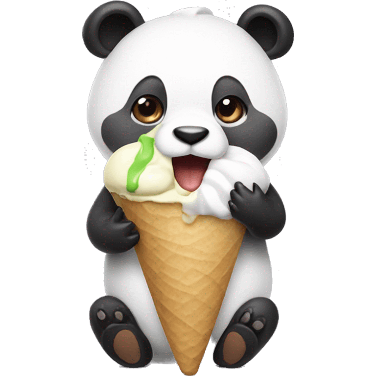 Panda eating ice cream emoji