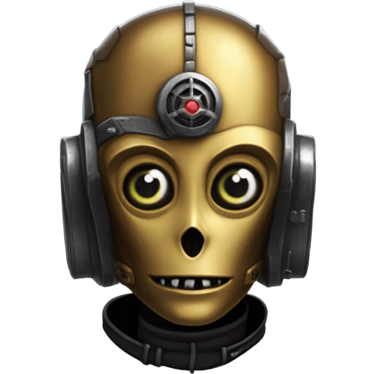  evil c3Po wearing Satan’s backpack and saddlebags walking emoji