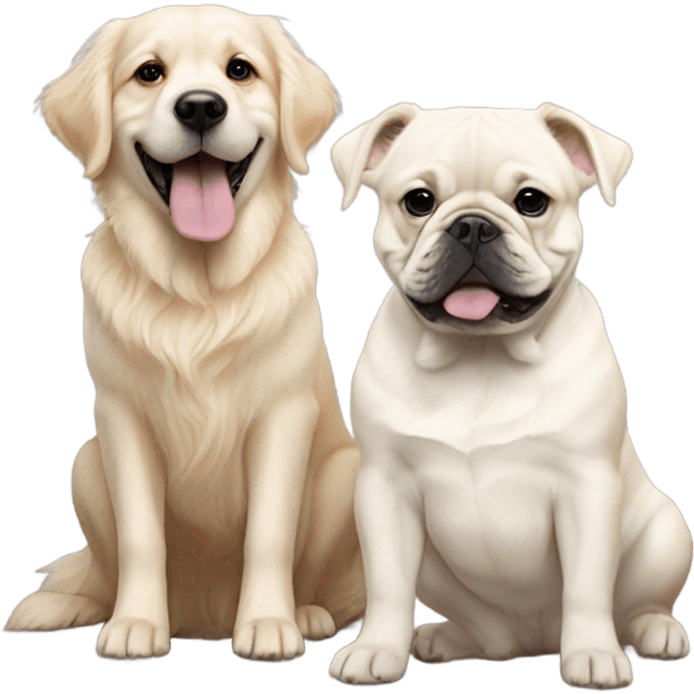 English cream golden retriever and an oreo colored french bulldog as best friends emoji