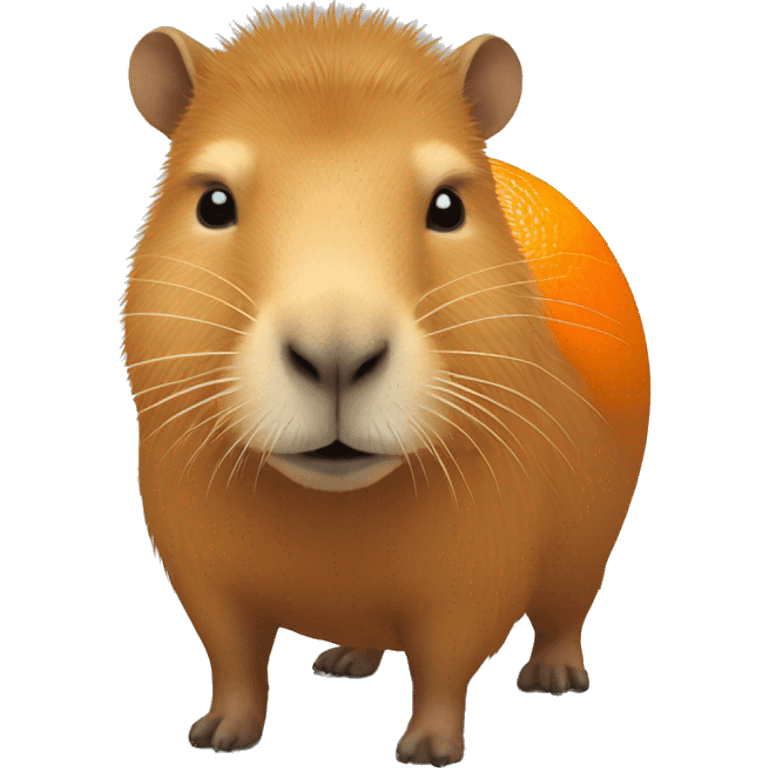 A capybara avec une orange sur la tête emoji