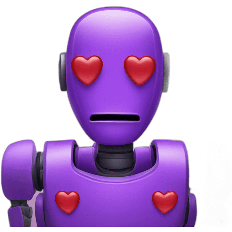 A purple robot with red hearts instead of eyes emoji