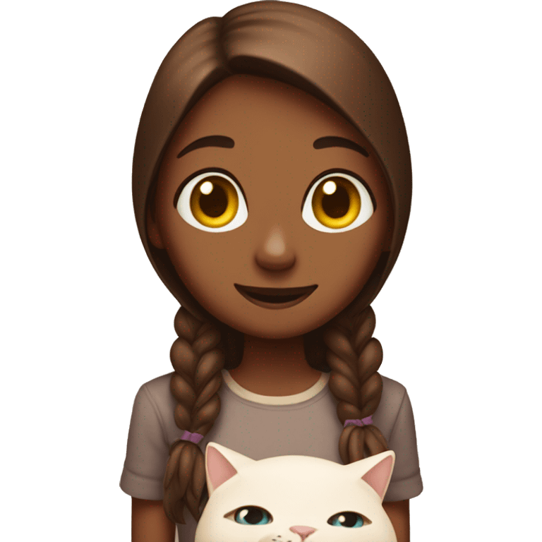 Brownie girl with cat emoji