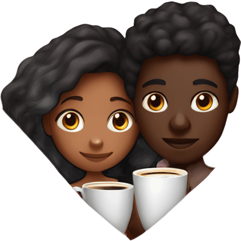 Pretty Brown SKIN GIRL AND dark SKIN BOY inside a pink blanket sipping coffee emoji