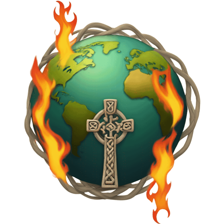 Celtic cross with Earth on fire  emoji