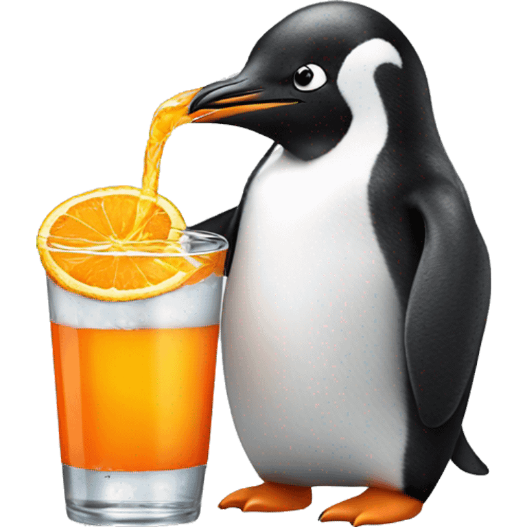 Penguin drinking fanta emoji