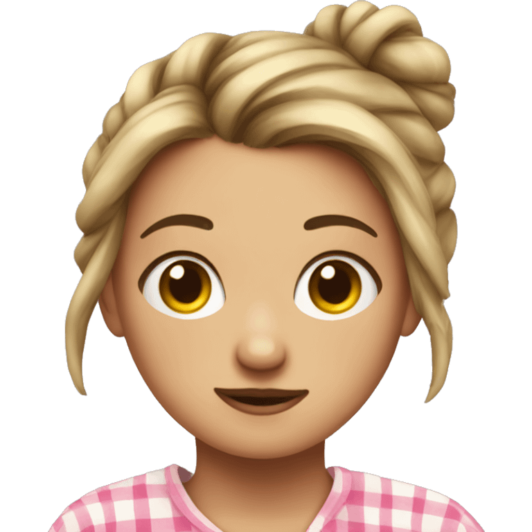 A girl with a messy bun and pyjamas  emoji