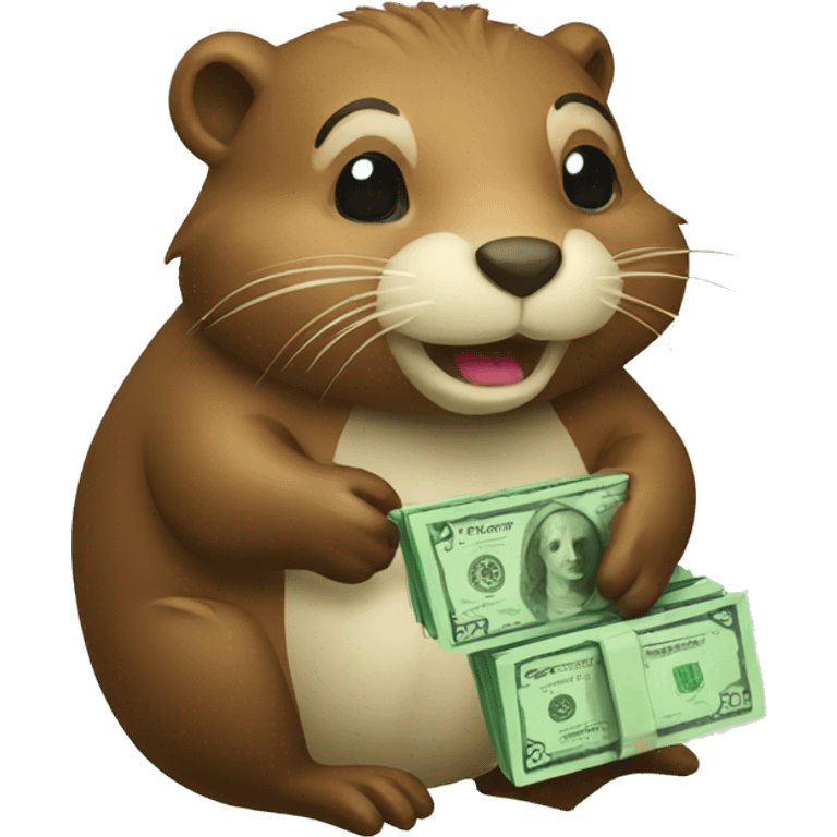 beaver with money emoji