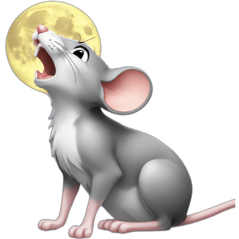 mouse proudly howling with moon in background emoji