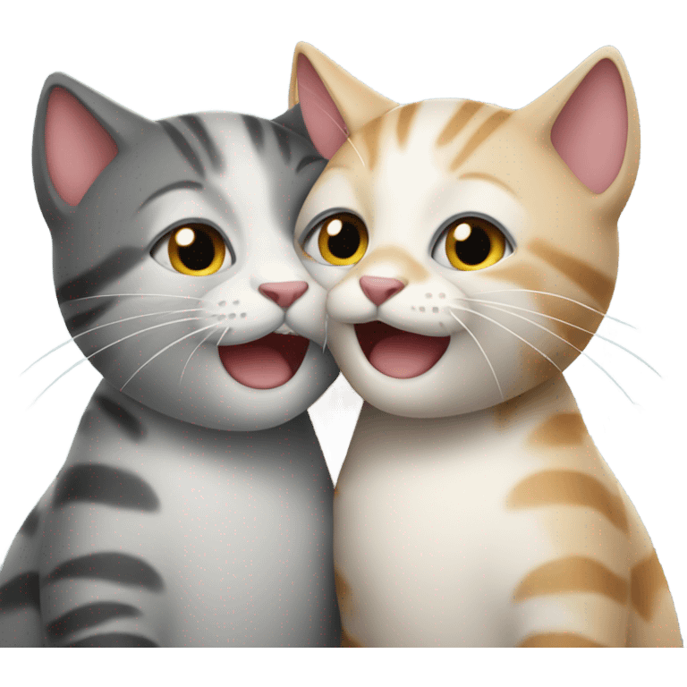 2 happy cats hugging emoji