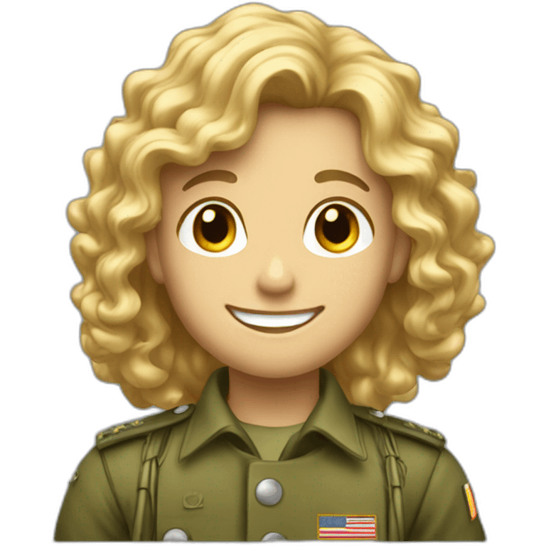 A happy young soldier with long curly blond hair emoji