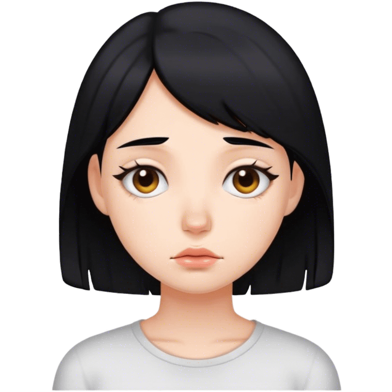 Black haired tired girl emoji