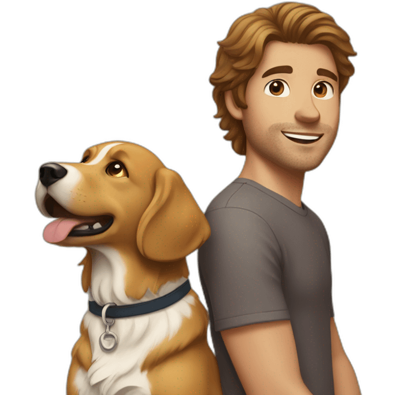 brown haired guy with golden retriever emoji