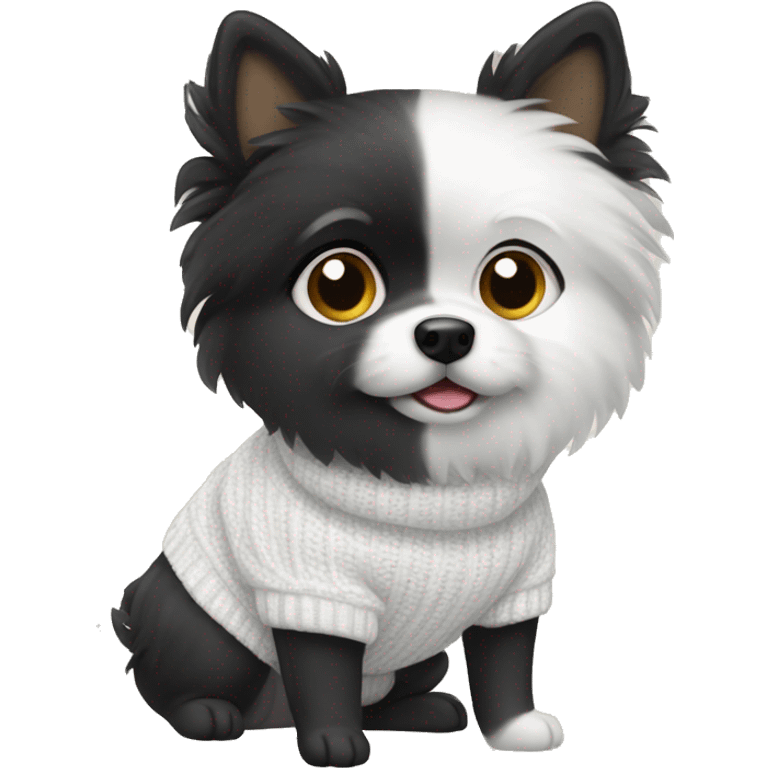 Black pomiranian spitz wearing White sweater emoji