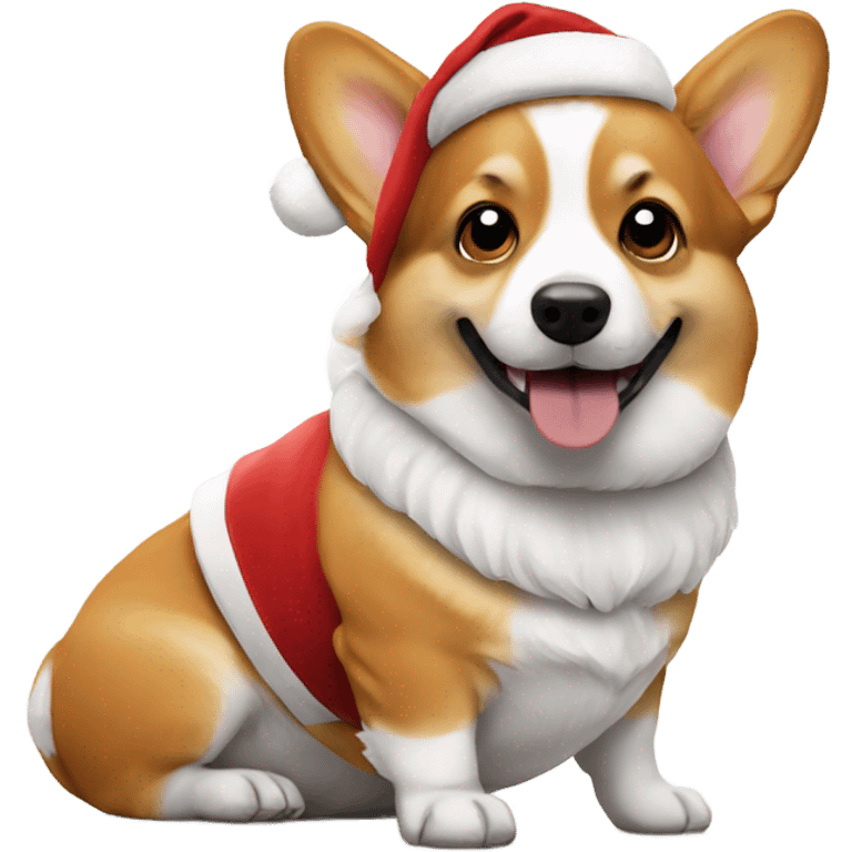 Corgi wearing a Santa hat emoji