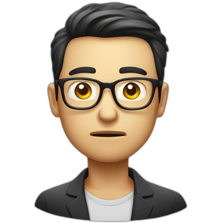 HongKong guy glasses worry face smoking emoji