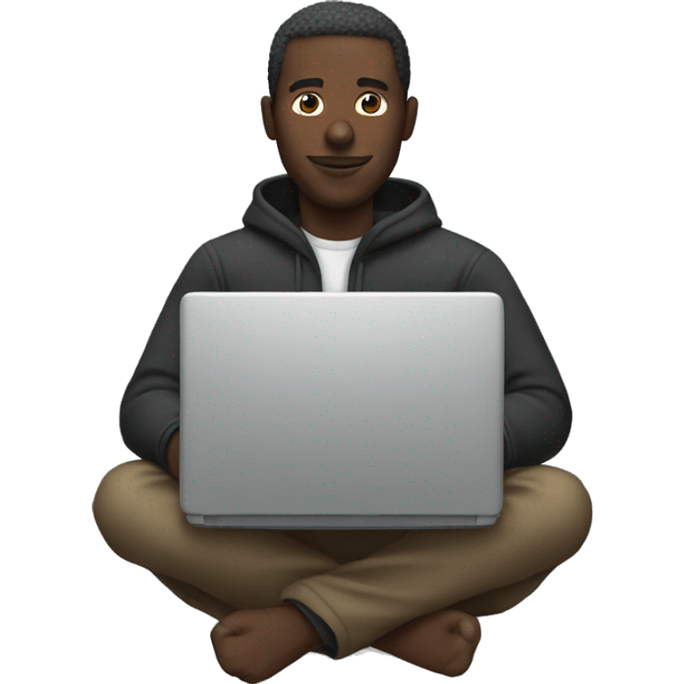 Anonymous black man using laptop emoji