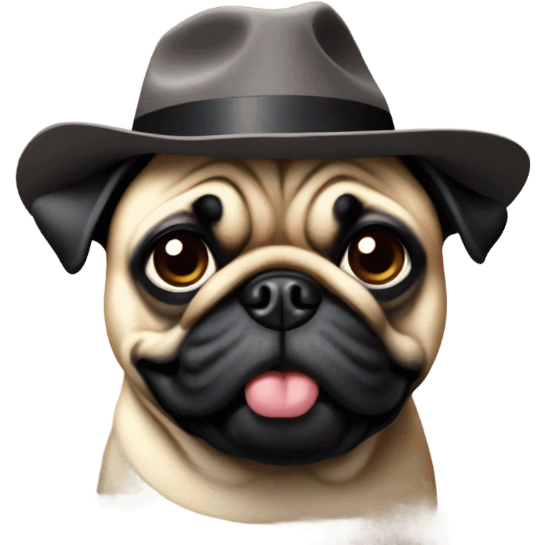 Pug wearing a hat emoji