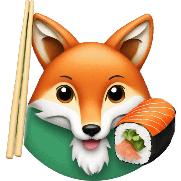 fox eating sushi emoji