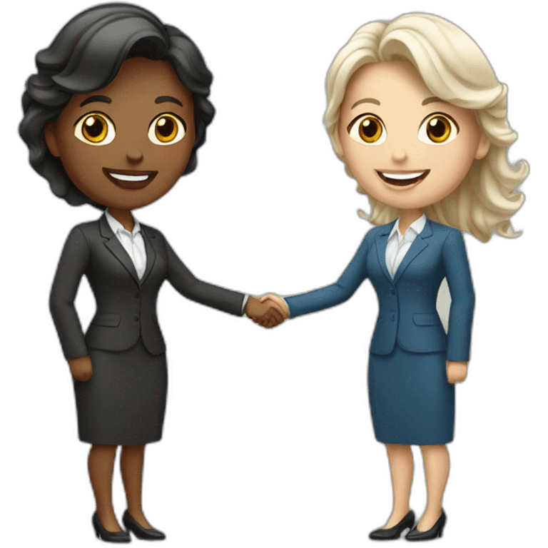 two white business women with different hair colors shaking hands emoji