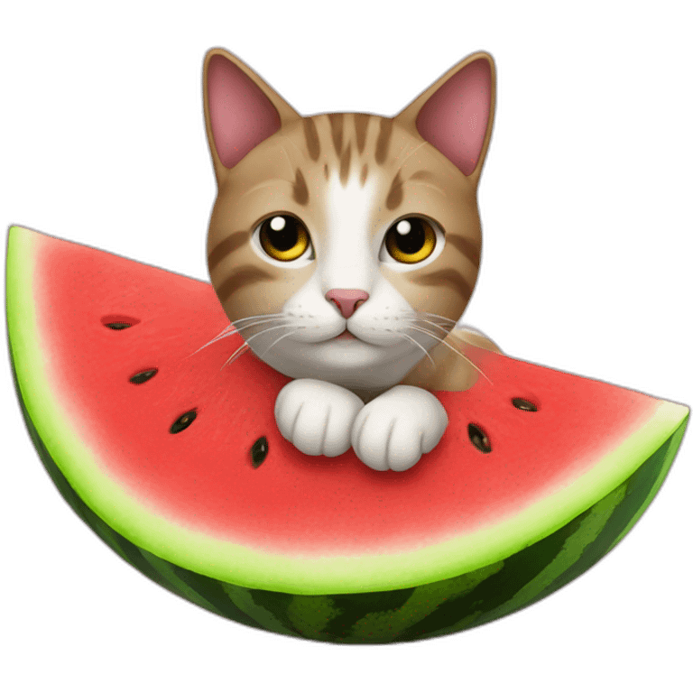 cat on watermelon emoji