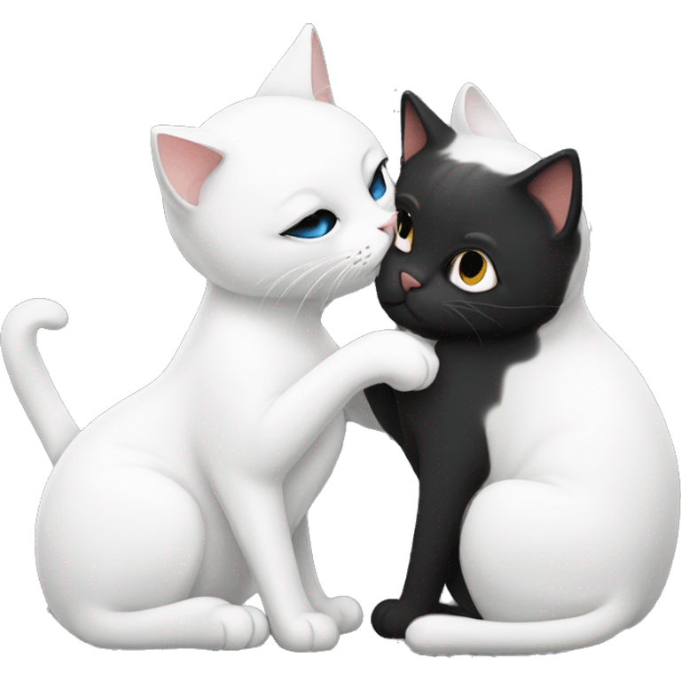 Black cat kissing white cat emoji