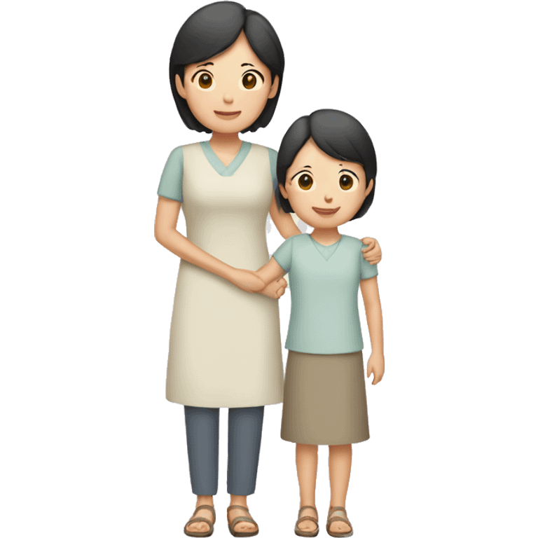 asian mother and daughter holding hands emoji