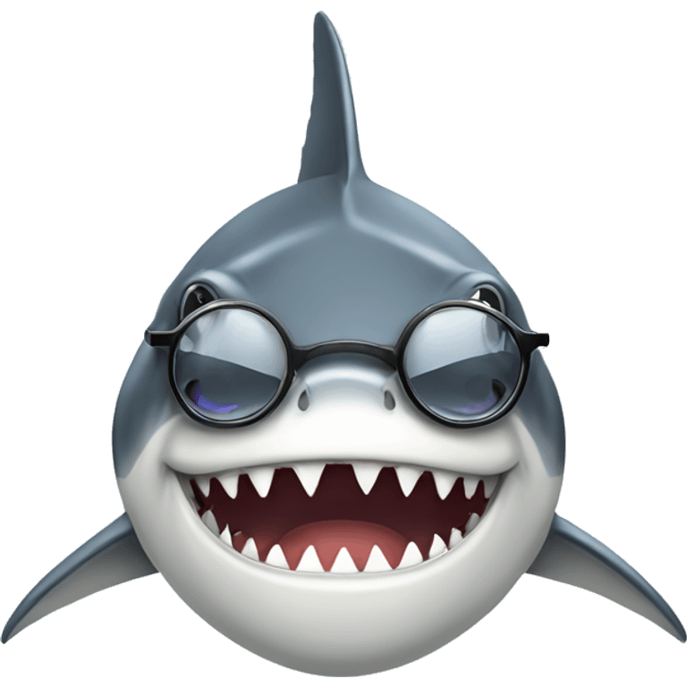 Shark wearing glasses eating fish emoji